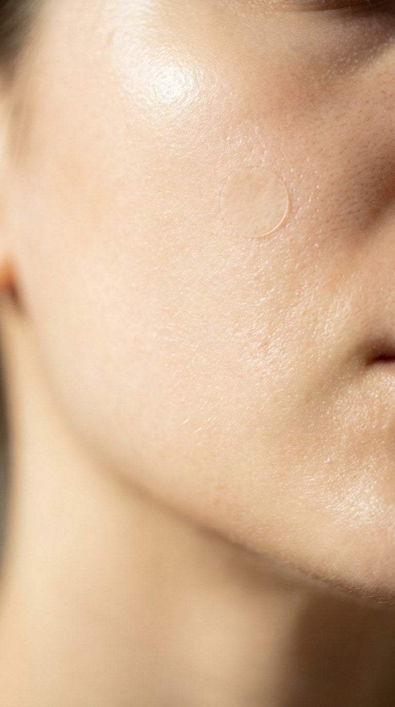 ultra-thin day patch barely visible on glowing skin - close up